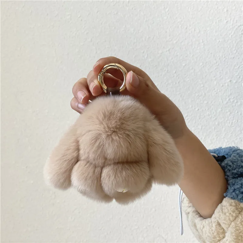 Portachiavi coniglio peluche super carino Mini piccolo ciondolo borsa carino Cinturino con cerniera portachiavi Morbido regalo di coniglietti soffici per ragazza Verde