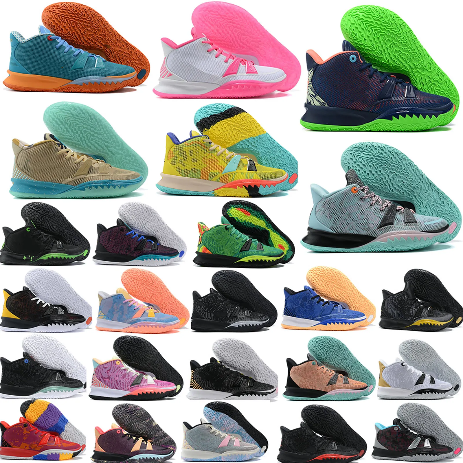 The 7 Mens Ky rie VII Zapatillas de baloncesto para hombre Irvings 7S Fechas de lanzamiento Sea Mystery Egypt Alien Black Green Youth Zooms Zapatillas deportivas 7-12