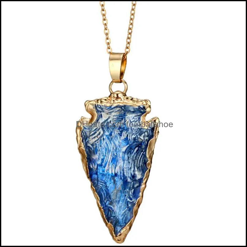 JG! hot sale colorful Natural Stone Necklaces & Pendants Colorful Water drops Stone Necklaces for Women Jewellery Bijoux KKA6192