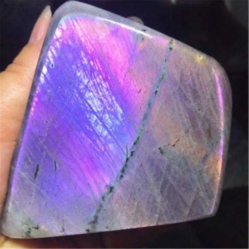 Decorative Objects & Figurines Natural Polished Labradorite Crystals Purple Pink Flash Office Accessories Home Decoration Desk Ornament Gems
