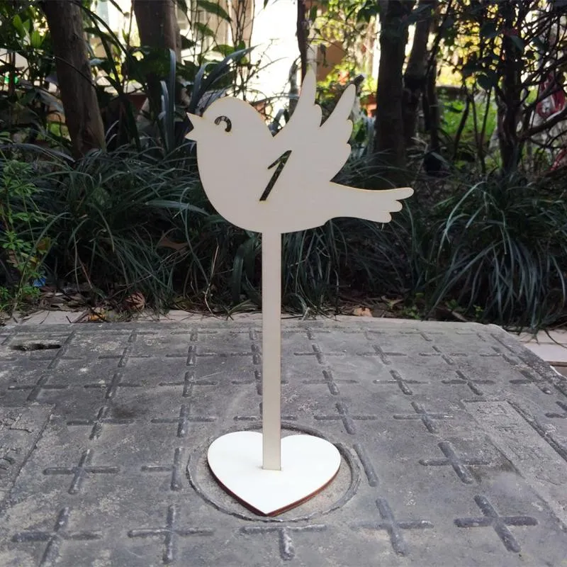 Feest decoratie houten liefde vogel tafel nummer 1-10 / 11-20 staat vrijstanderd ambacht voor strand bruiloft baby shower bruids decor