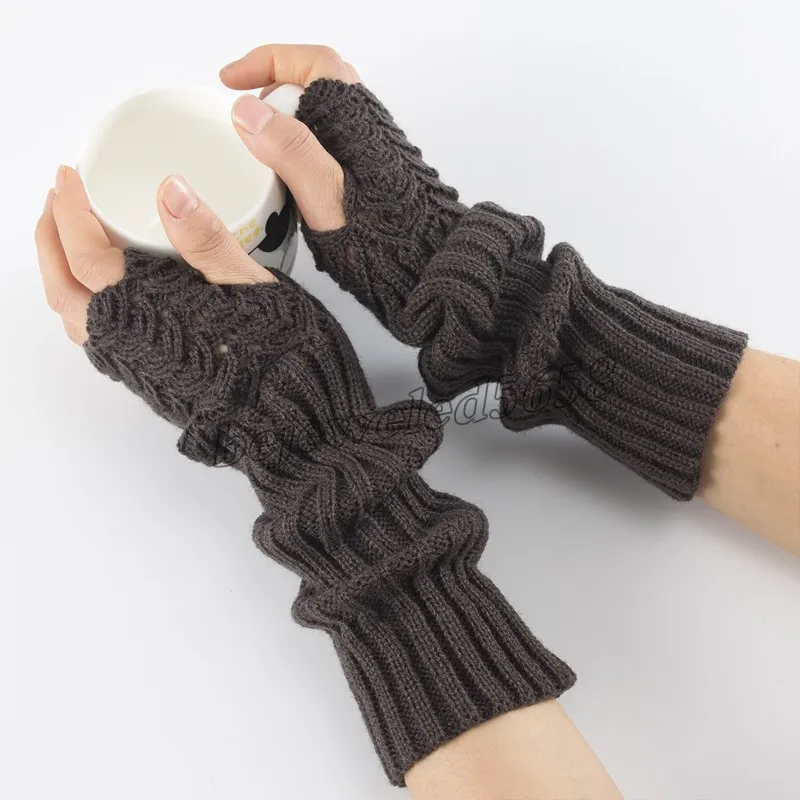 Soft Wool Knitted Sweater Fingerless Gloves For Women Warm