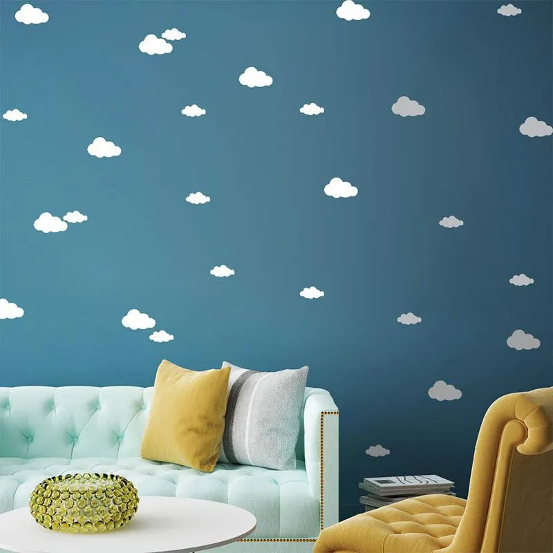 Wandaufkleber 48 teile / satz Cartoon Wolken selbstklebende Kinderzimmer Dekoration Kunst Tapete Gemischte Größe 2 - 8cm PVC-Abziehbilder