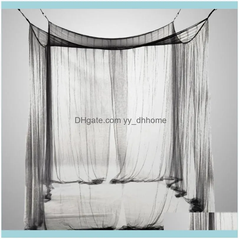 European Style 4 Corner Post Bed Canopy Mosquito Net Full Netting Bedding 190x210x240cm (Black)1