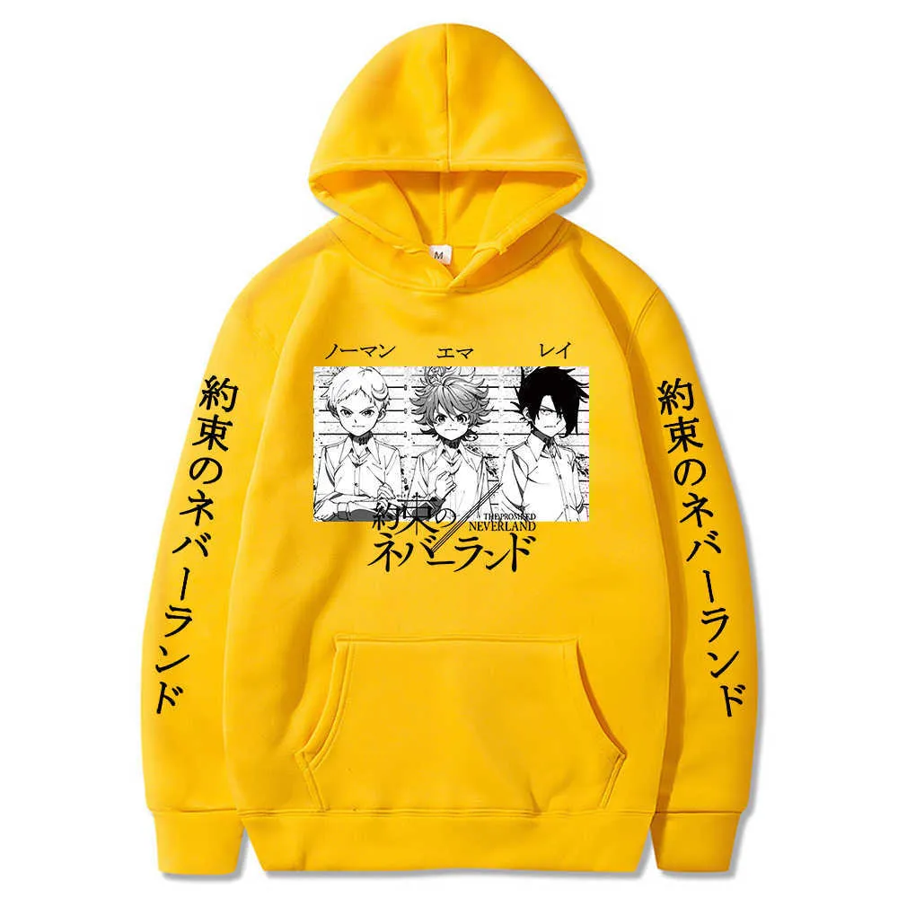 Felpa con cappuccio The Promised Neverland Felpa con cappuccio da uomo Emma Norman Ray Graphic Felpa con cappuccio unisex Uomo Harajuku Y0803