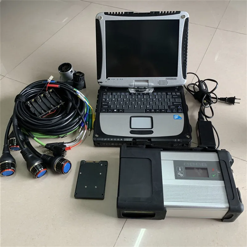 WiFi SD C5 MB Star Diagnosesystem Scanner Tool SSD Toughbook CF19 TOUCHSCREEN Kabel kompletter Satz