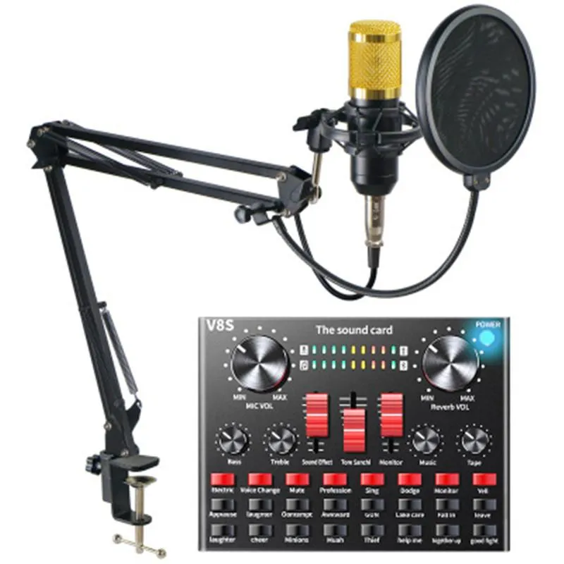 Kits de microphone BM 800 avec ensemble de cartes son en direct V8S, microphone à condensateur professionnel BM800 pour PC Podcast Gaming