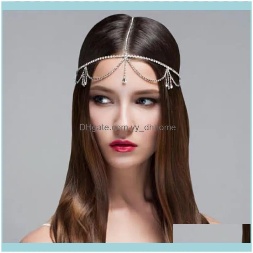 Rhinestone Hair Accessories Tassel Chain Shiny Headdress Eyebrow Bride Women Beach Party Clips & Barrettes
