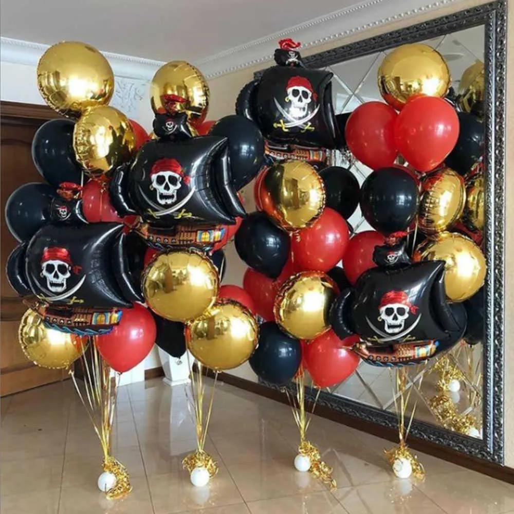 Palloncini a tema pirata Set di palloncini da 18 pollici in alluminio oro 18 pollici Palloncino Balloon Balloon Decorazione di compleanno Baby Doccia Forniture Bambini Balon X0726