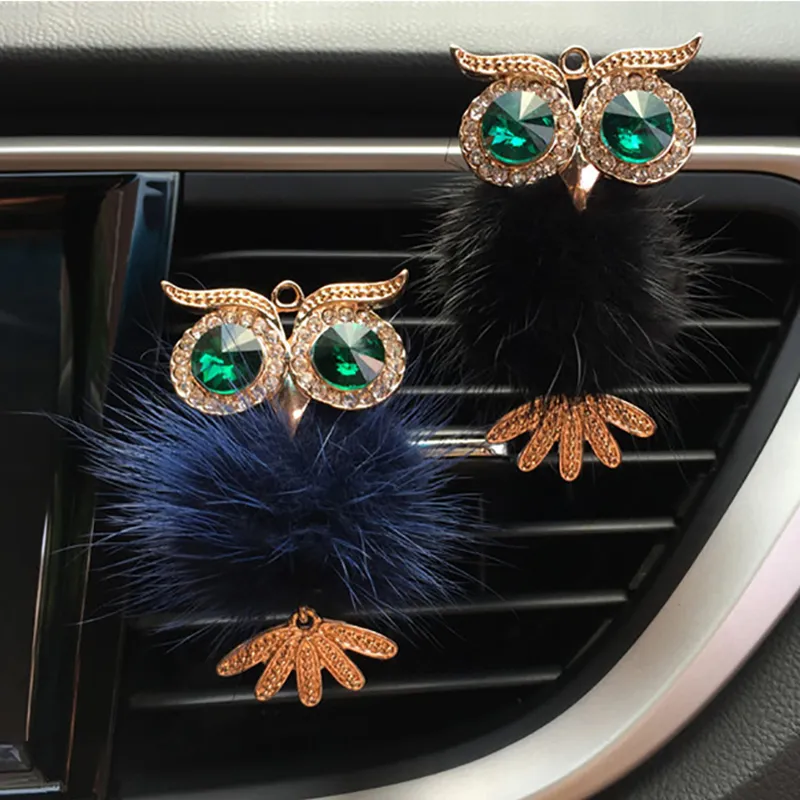 Crystal Owl Car Air odświeżacz auto wylotowy klip Wewnętrzne akcesoria w stylu samochodu wentylacja solidna dyfuzor zapachowy