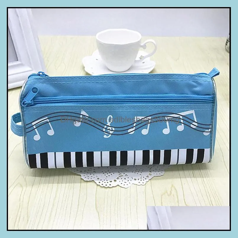 Music piano pencil case polyester pen bag Double high capacity pen box stationery office school student gifts