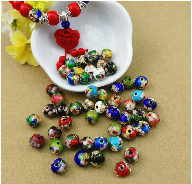 Cloisonne 라운드 금속 DIY Craft Loose Beads 쥬얼리 액세서리 소재 100pcs / lot