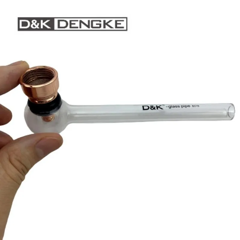 D&K Pyrex Glass Oil Burner Pipe Smoking High Quality Pipe for Tobacco Dry Herb 2 in 1 Length 120mm 4.72 inch