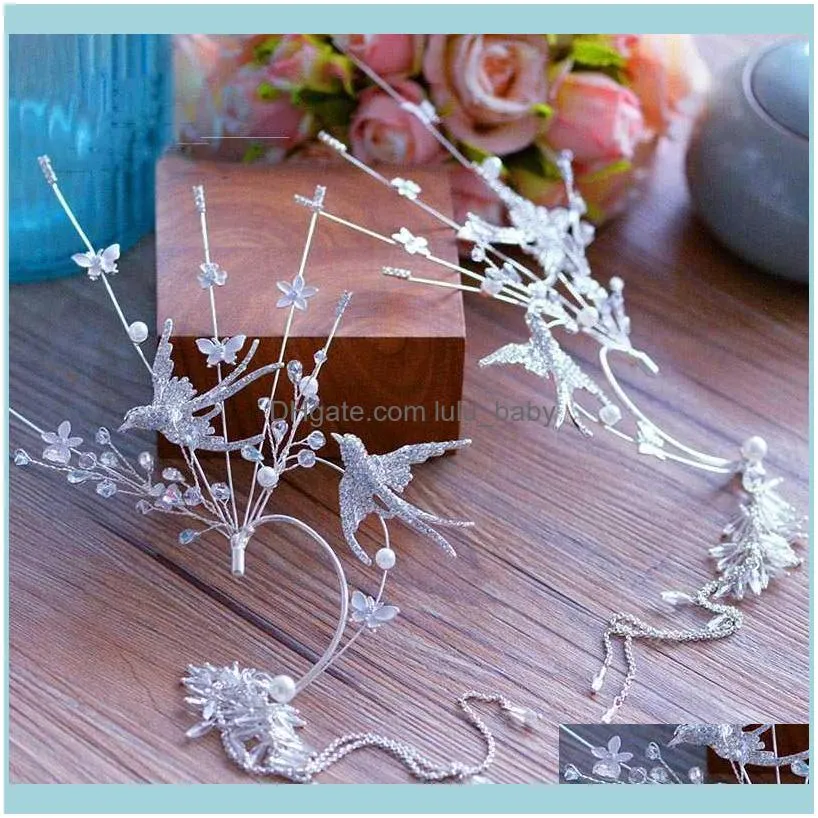 Luxury Handmade Cubic Zircon Bride`s Headdress Clip Ear Hanging Dual Use Super Fairy Jewelry Wedding Hair Accessories