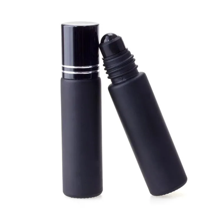 10ml Matte Czarne szklane rolki na butelce Jade Roll-on-Glass Essential Oil Butelki wałkowe Hurtownie SN5589