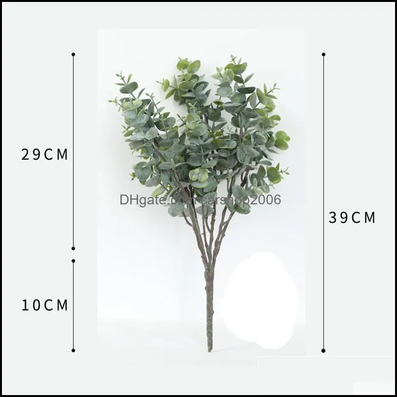 Faux Eucalyptus Leaves Artificial Greenery Stems Fake Green Plants Branches DIY Home Wedding Party Decoration JK2101XB