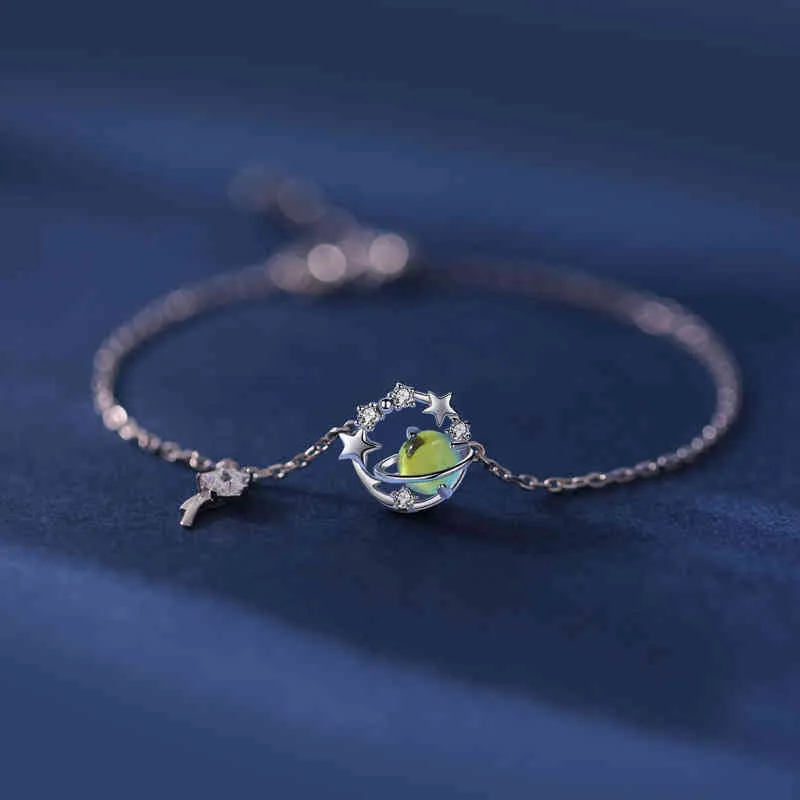 Mode coréenne 925 Sterling Sier lien chaîne planète étoile Bracelet à breloques bracelet pour femmes bijoux de mariage hypoallergénique SL097