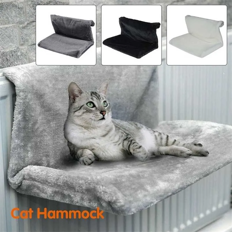 Pet Cat Animal Hammack Luxury Radiator Bed Hanging Winter Warm Fleece Basket Hammocks Metal Iron Frame Sleeping for Cats 211111