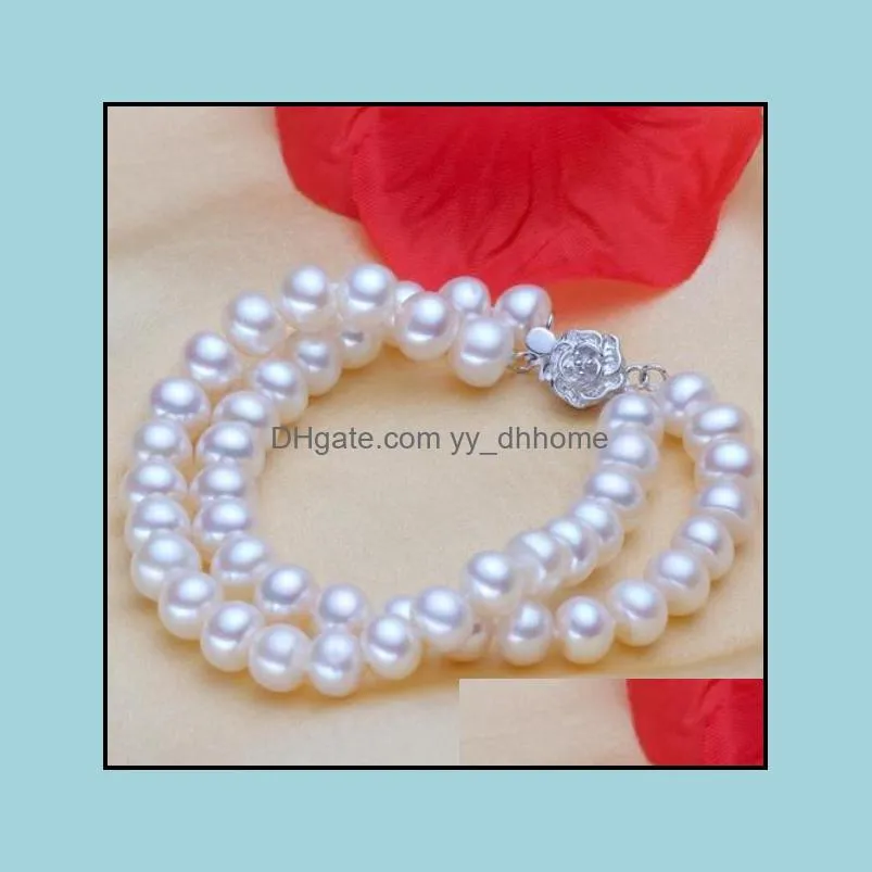 8-9mm Natural Pearl Bracelet Double Oblate Glare Flawless High Quality Hand Chain