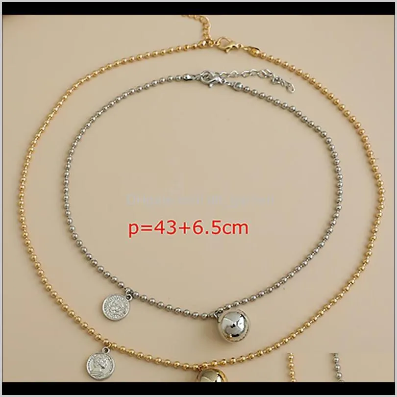 Pendant & Pendants Zhini Hip Hop Oval Thick Metal Chain Necklaces For Women Gold Sier Color Ball Long Choker Necklace Wedding Jewelry Drop D