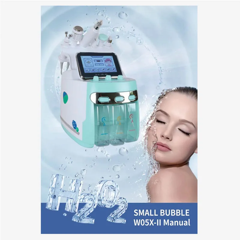 6 en 1 cavitation ultrasonique Oxygen Hydro Dermabrasion Machine faciale Dermabrasion Water Aqua Pistolet RF Microdermabrasion Peeling Vacuum Skin