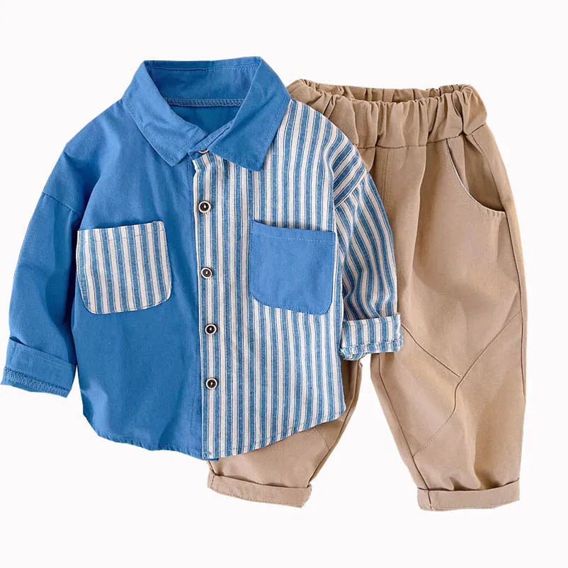 Infant Clothing Sets Boys Suits Toddler Clothes Baby Outfits Spring Autumn Cotton Long-Sleeved Shirts PP Pants B7783