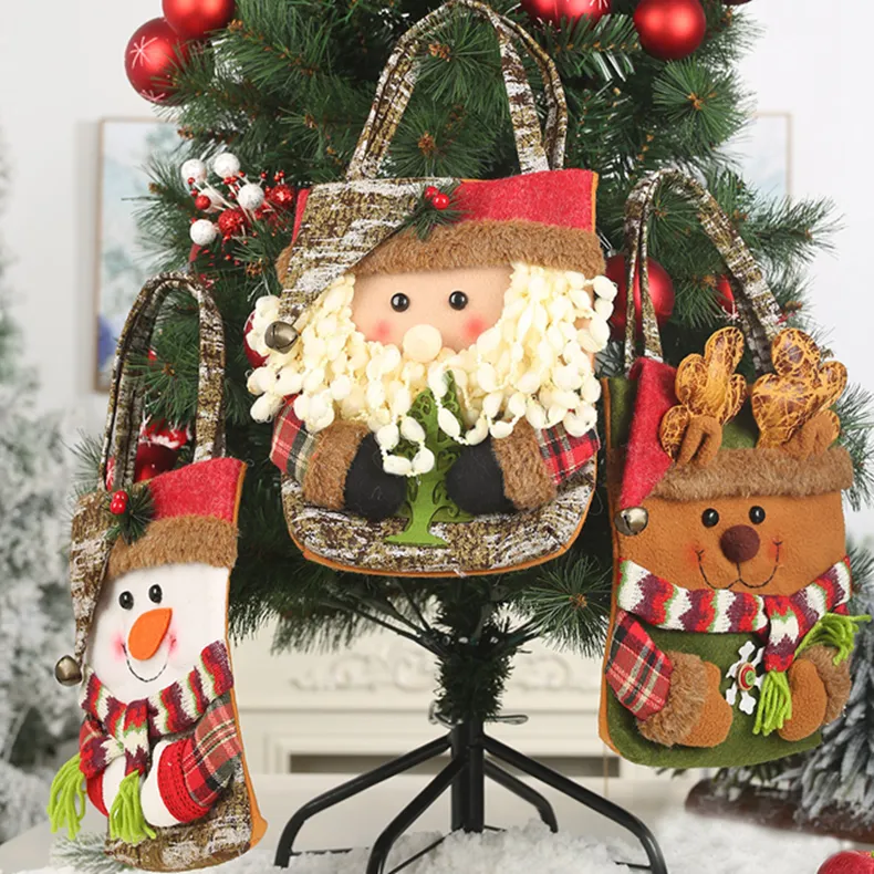 Christmas Bags Santa Claus Snowman Tree Ornaments Home Party Decorations Children Candy Gift Bag WLL221