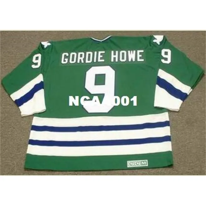 001s # 9 GORDIE HOWE Hartford Whalers 1979 CCM Vintage Home Hockey Jersey ou personnalisé n'importe quel nom ou numéro rétro Jersey