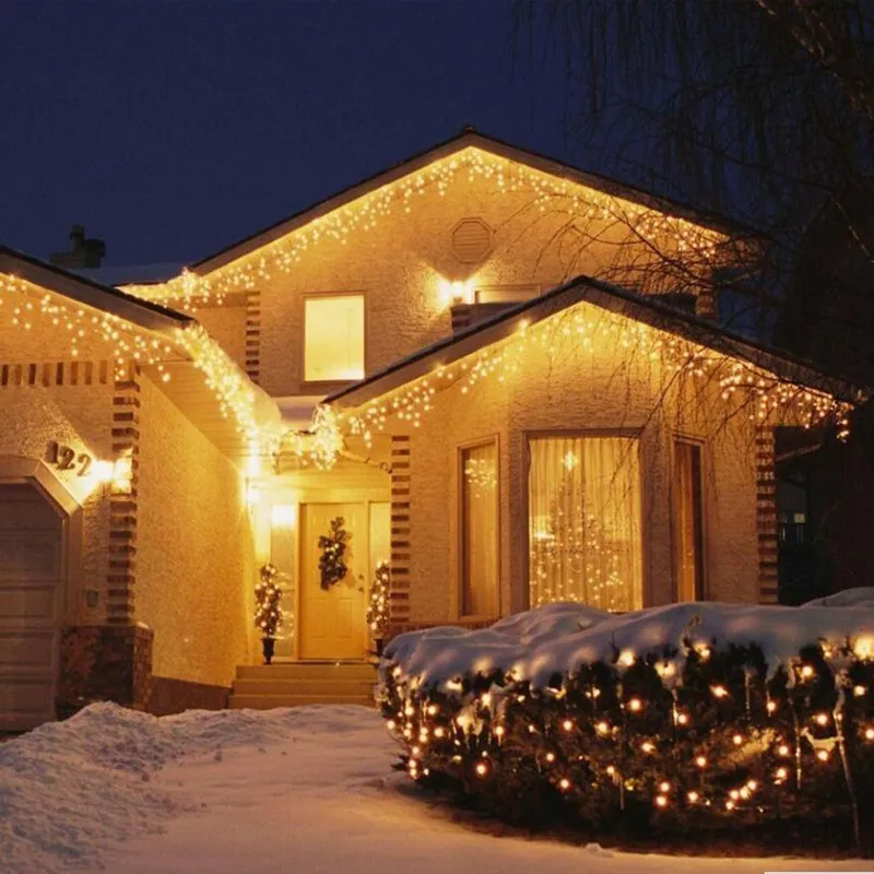 4 / 6m Icicle String Lights Christmas Fairy Light Outdoor Decoratie Droop 0.6 M LED Gordijn Nieuwjaar Bruiloft Garland Lamp