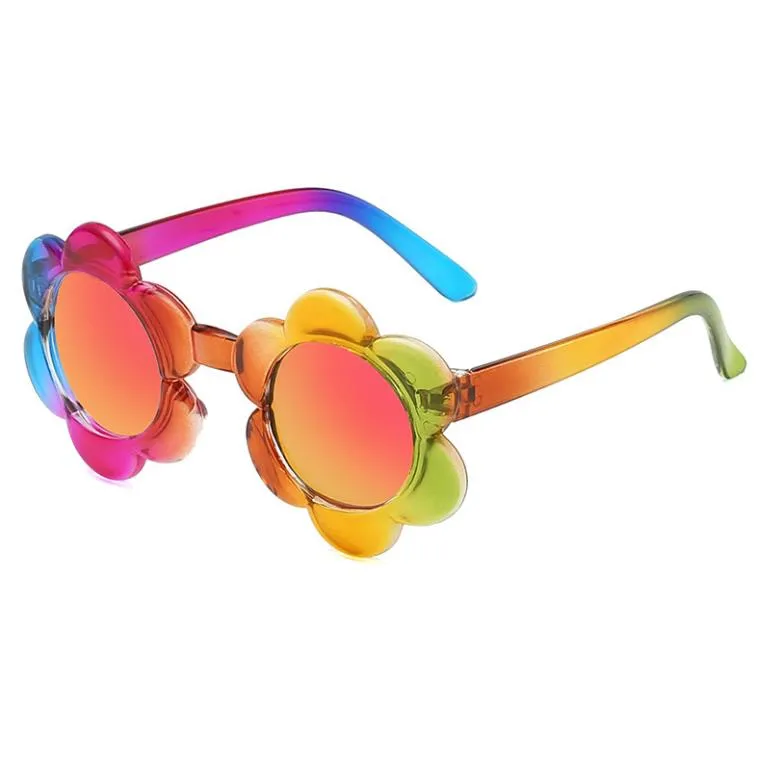 Gafas de sol de arcoíris para niños, gafas coloridas con forma de flor, fotografía para niños y niñas, accesorios de fiesta