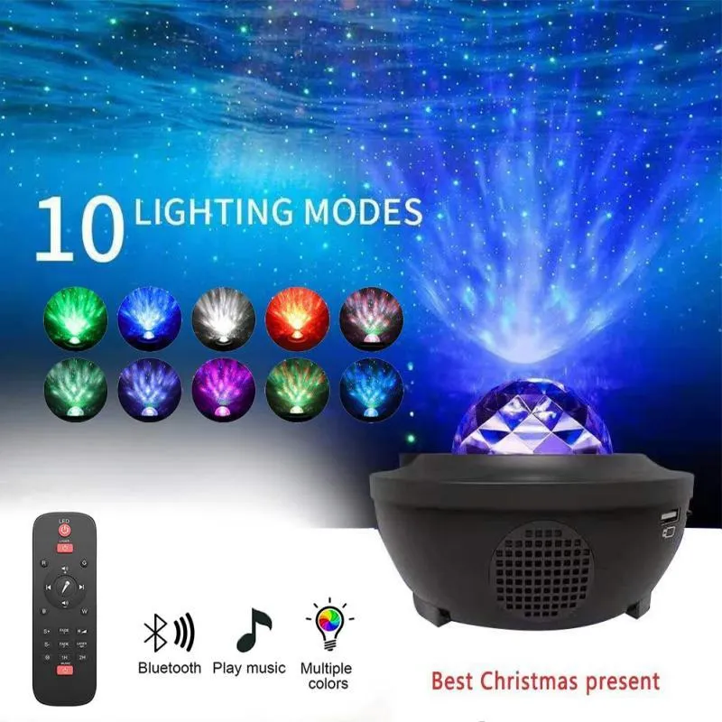 Smart Home Control LED Projetor Luz Star Star Galaxy Night Música Starry Water Wave Room Decoração de Crianças Lâmpada de cabeceira