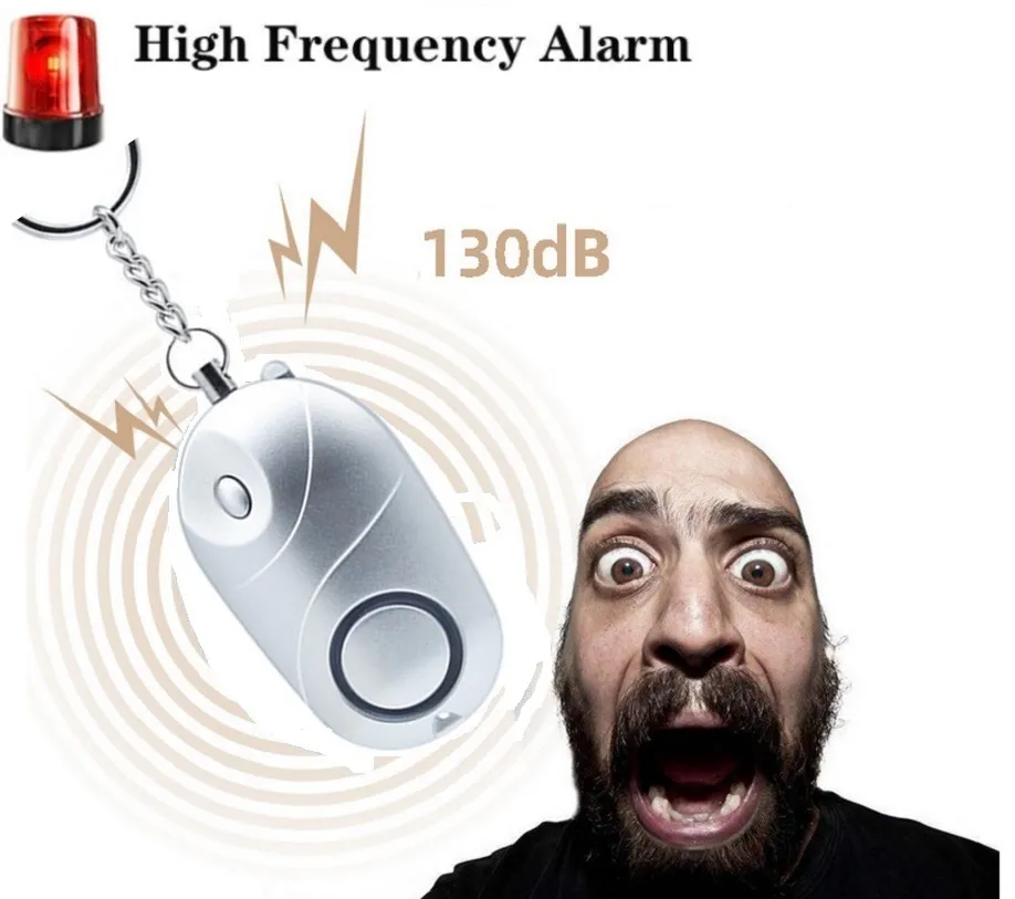 7 färger Nytt självförsvar 130db Larm med LED-ljus Keychain Alarm Girl Women Old People Personal Alarm