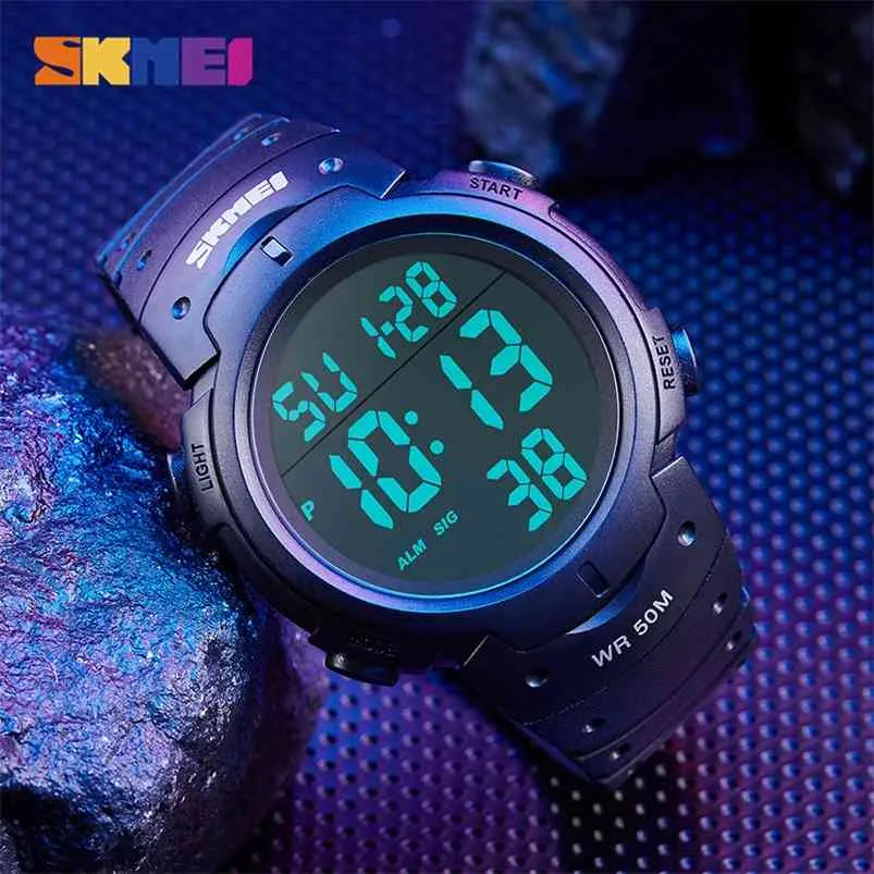 SKMEI Herren Sport Uhren Chronos Countdown Herrenuhr Wasserdichte LED Digitaluhr Mann Elektronische Uhr Relogio Masculino 1068 210804