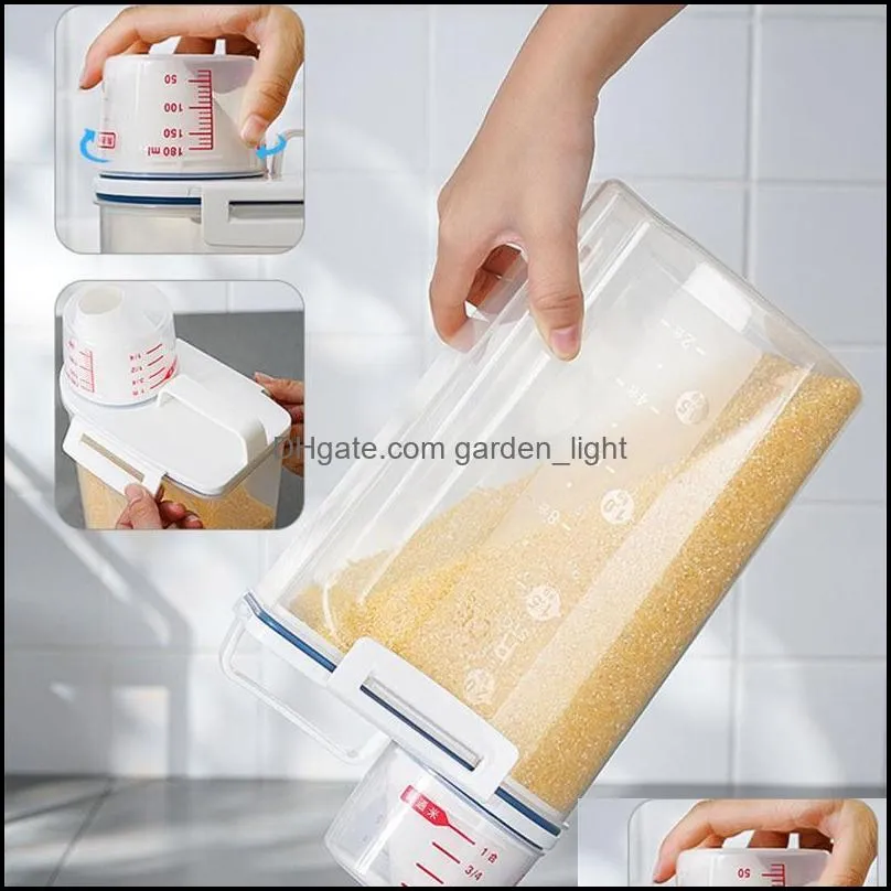 Storage Bottles & Jars Home PP Plastic Beans Grain Tank With Pour Lids Moistureproof Kitchen Rice Sealed Container Jars1