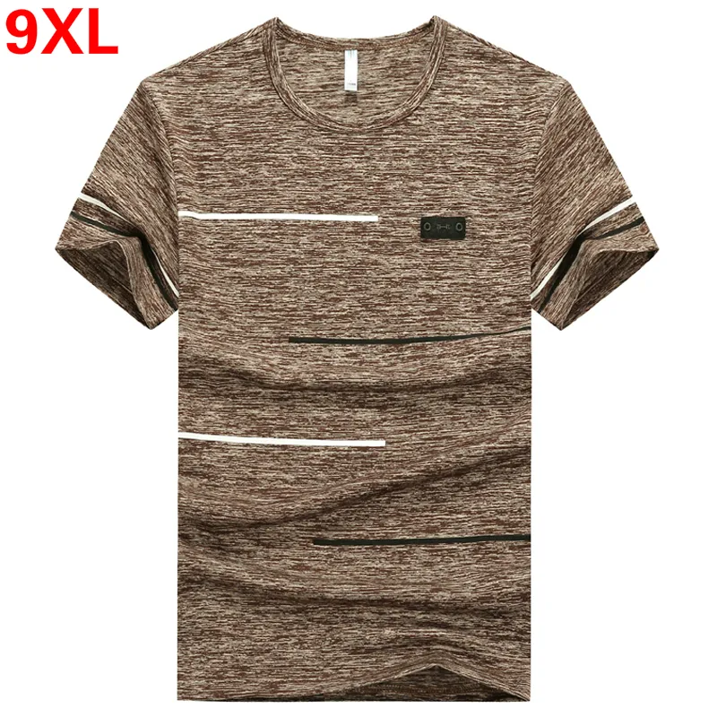 Plus size M ~ 7XL 8XL 9XL Summer Brand Tops Tees Quick Dry Slim Fit T-shirt Uomo abbigliamento sportivo T-shirt manica corta taglia grande 210225