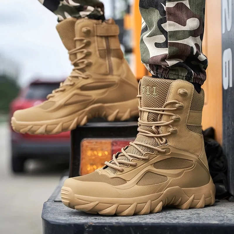 Cheville hommes piste militaire bottes hommes chaussures 2020 automne hiver armée travail forces spéciales tactique désert Combat extérieur mâle