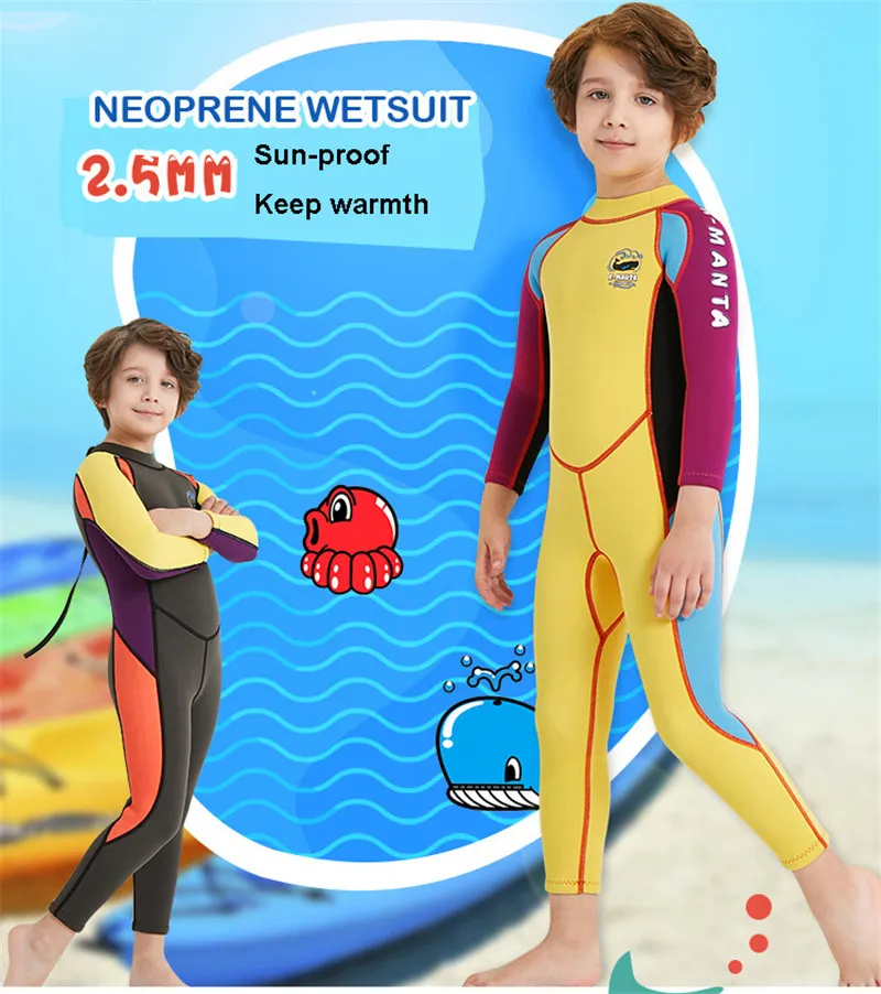 Childrens 2.5mm Neoprene Swim Wear Boys Keep Warm Long Sleeved Swimsuit  Kids Snorkeling Diving Suit Wetsuit Boy Setsuit Sun Protection One Piece Bathing  Suit From 20,55 €
