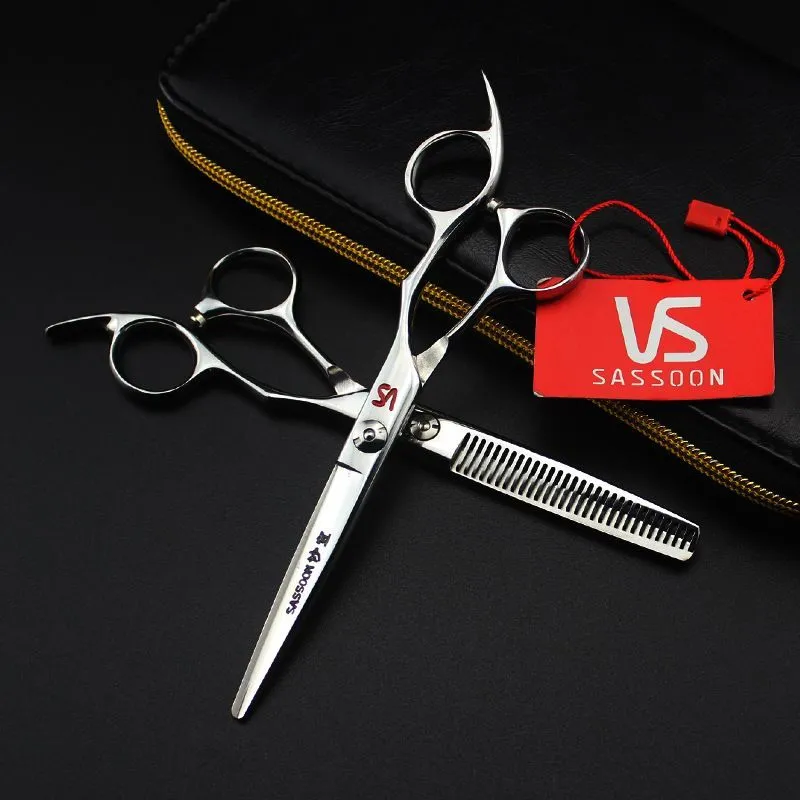 Vs Professional Barber Left Hand Scissors 62HRC 9CR 6.0 inch roestvrijstalen snijden / dunner wordende schaar