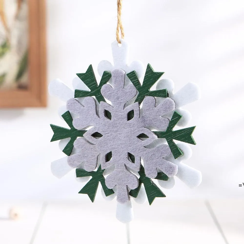 Ornamento de Natal sentiu snowflake pingente diy decoração xmas árvore pendentes pingentes artesanato jjd10895