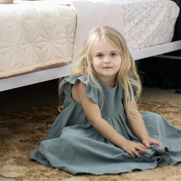 2019 Spring and Summer New flying sleeve lace casual princess dress lacing dress kids dresses for girls Q0716