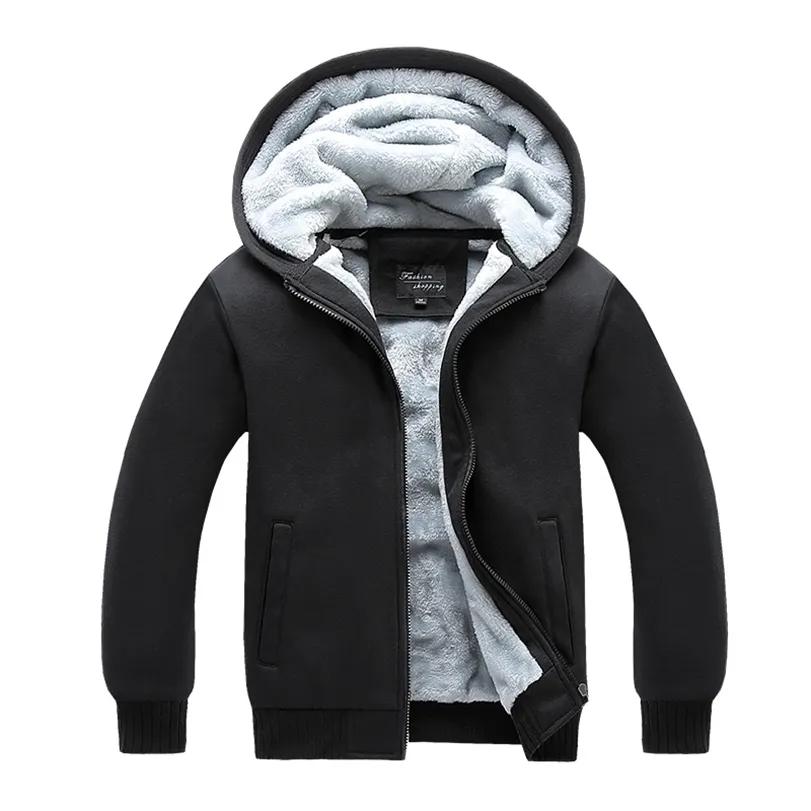 Cappotto maglione da uomo Autunno Inverno Ispessito Moda Casual Caldo Cerniera Con cappuccio Fodera in pile Giacca Abbigliamento uomo 211214
