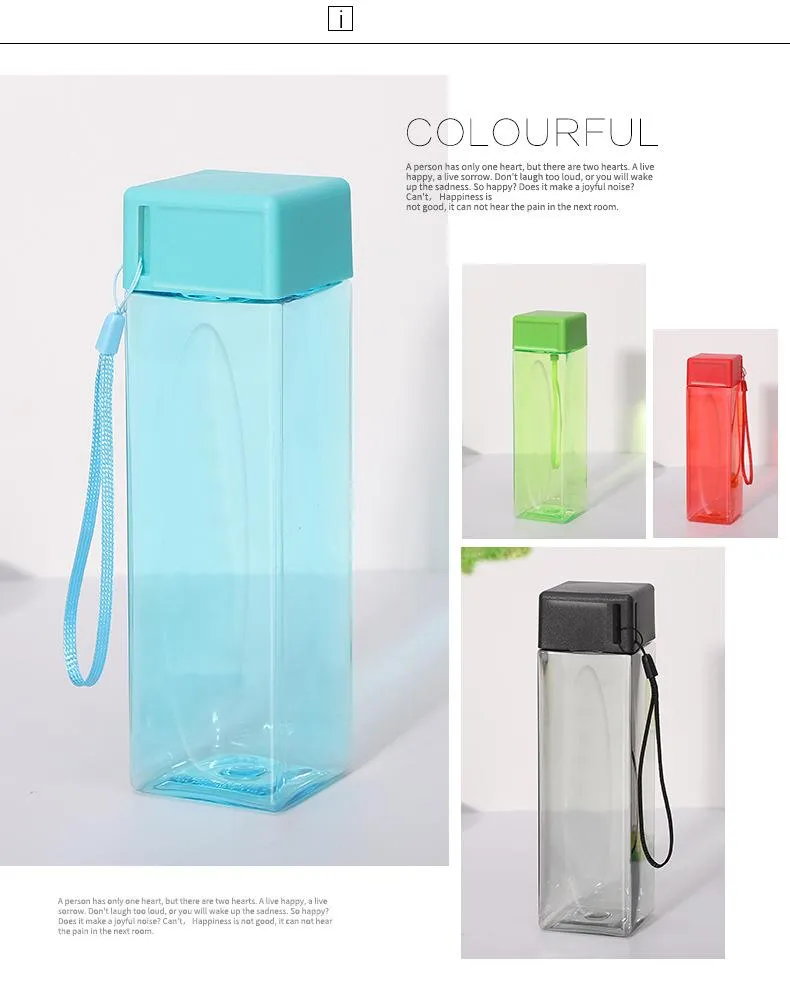 Plastic Square Water Bottle Customize LOGO Portable Large Capacity Drinking Bottles Factory Price YYFA534