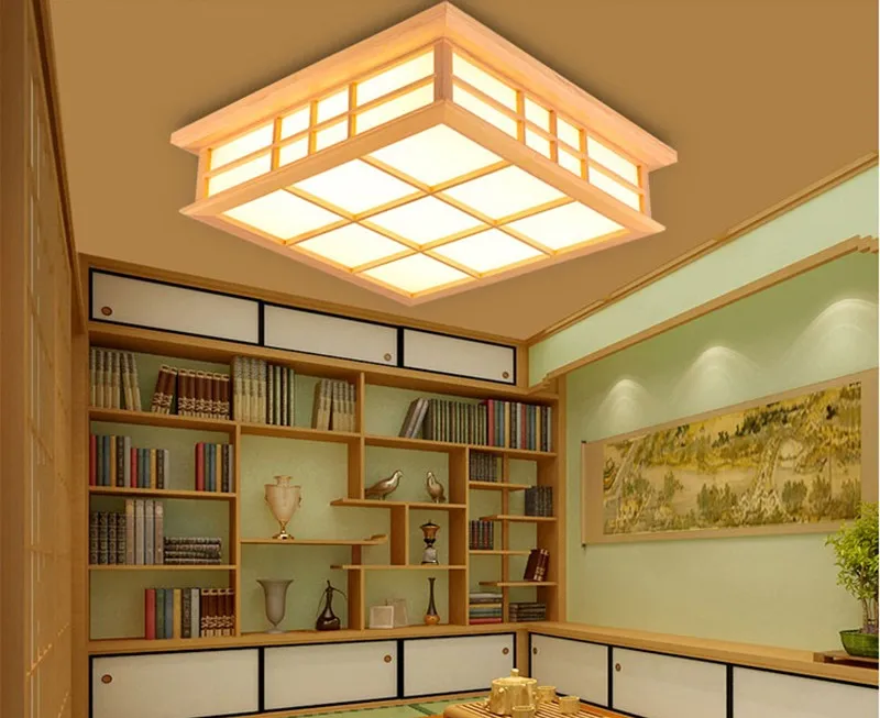 천장 조명 일본식 다다미 램프 LED 나무 천장 조명 식당 침실 램프 연구실 찻집 램프