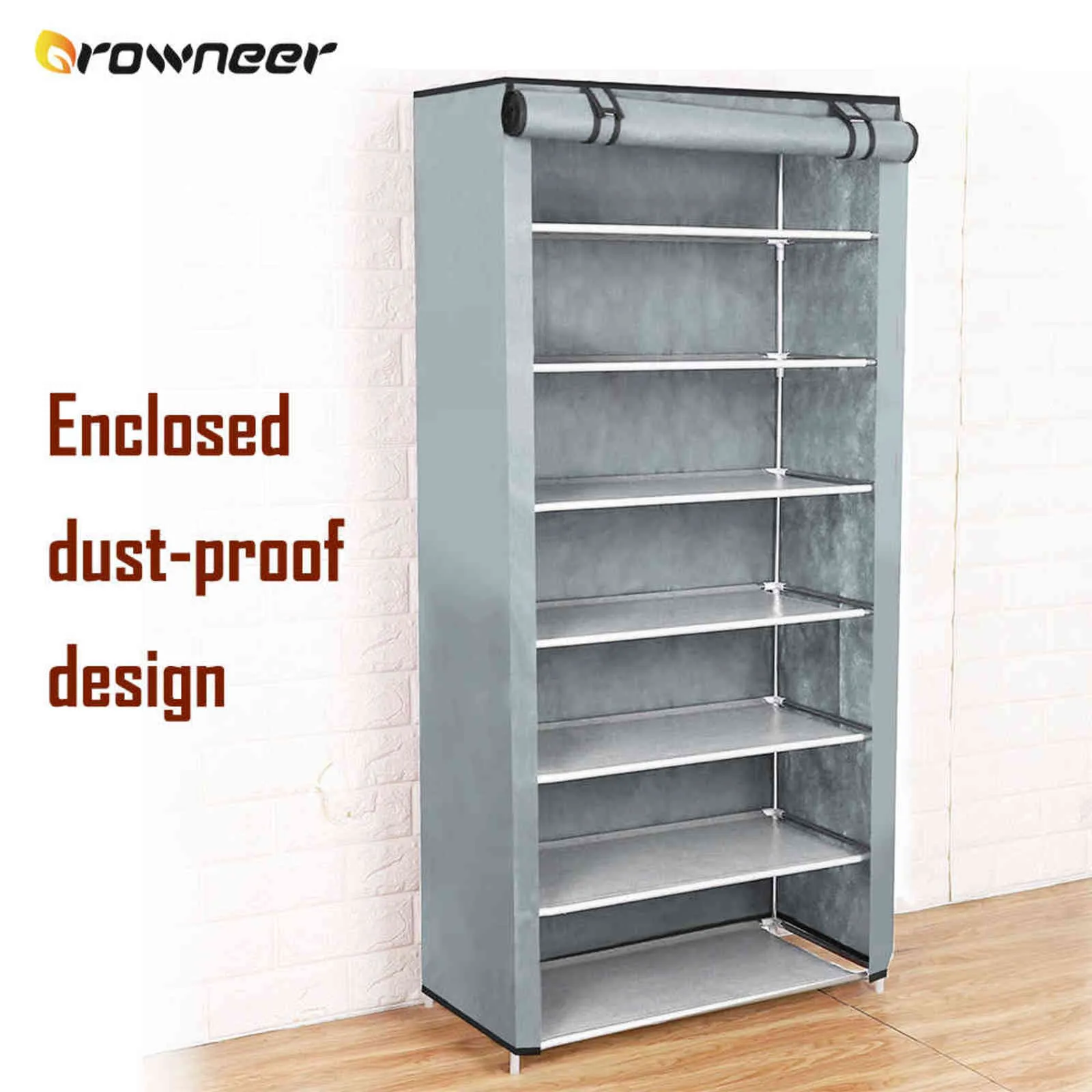 Non Woven Fabric Shoe Shelf Multiple Sizes Gray Wine Coffee Shoes Rack Alloy Enclosed Dust Proof Waterproof Home Storage Holder 211957