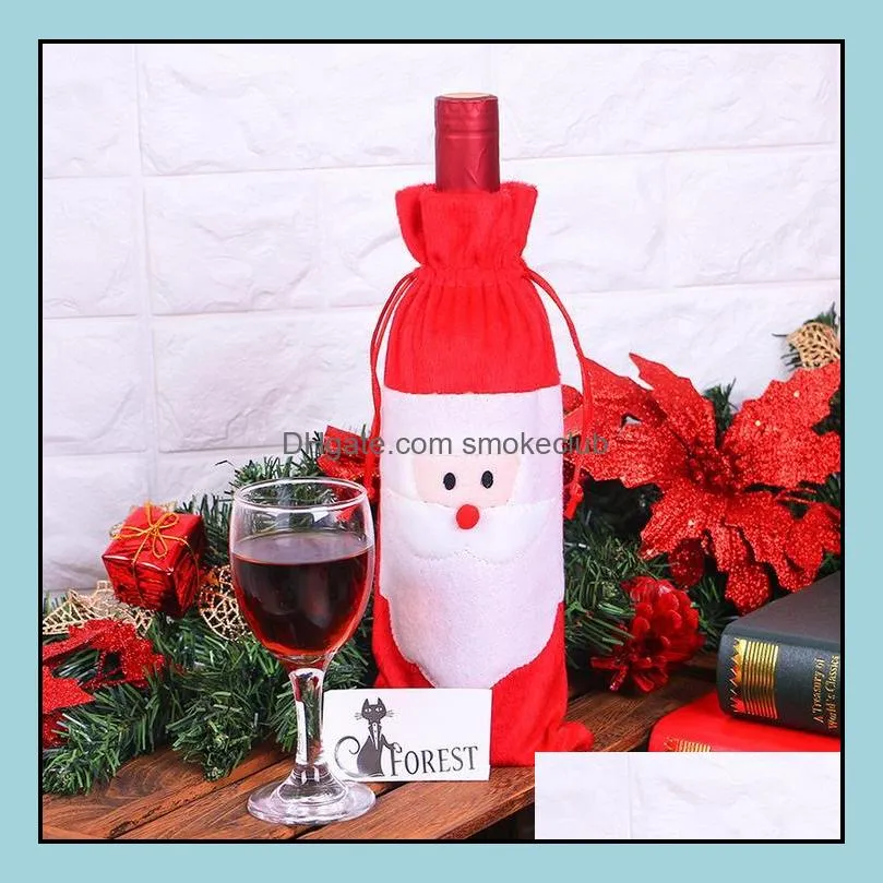 Świąteczne dekoracje świąteczne imprezowe dostawy domu ogród butelka wina ERers czerwone torby dekoracji Santa Snowman styl z ładnym krawatem 2 sztuk Reta