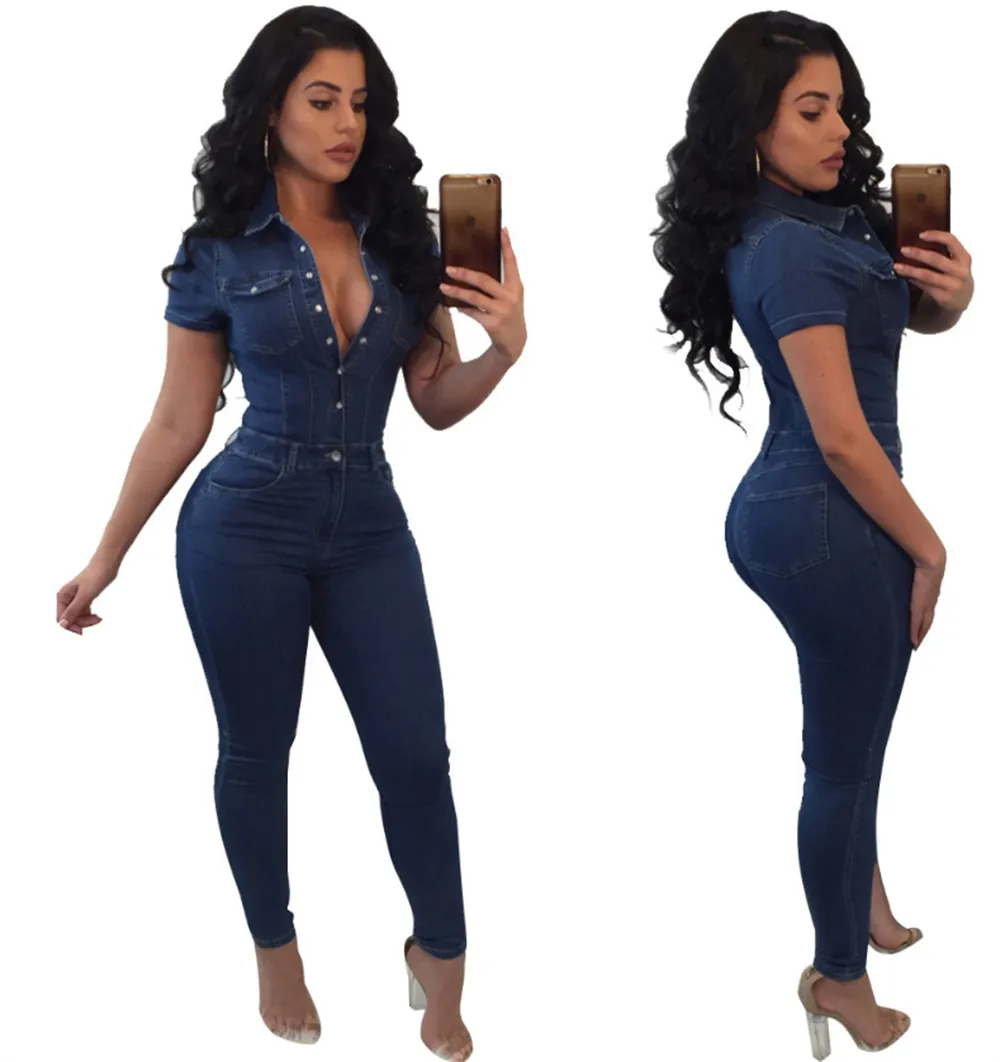 Mode Trainingsanzüge Damen Jumpsuits Strampler Aecker One Piece Sexy Bodysuit Figurbetonte Jeans für Frauen Langer Denim-Overall Outdoor-Outfits S-3XL