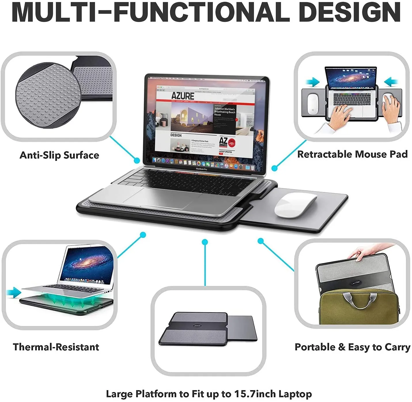 EHO Laptop Lap Pad - Laptop Stand Pad W Retractable - View #3
