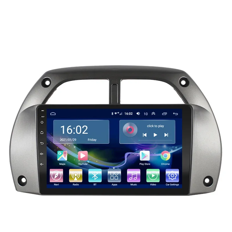 MP5-Player Audio System Car Radio Video Auto Stereo-Receiver Touch-Screen Apple Carplay Bluetooth för Toyota Rav4 2001-2006