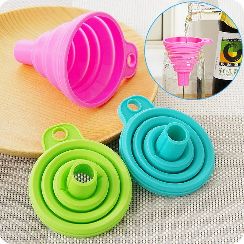 Kitchen Tools Mini Silicone Collapsible Funnel Foldable Funnel for Liquid Transfer 10colors 7.5*8cm 20g