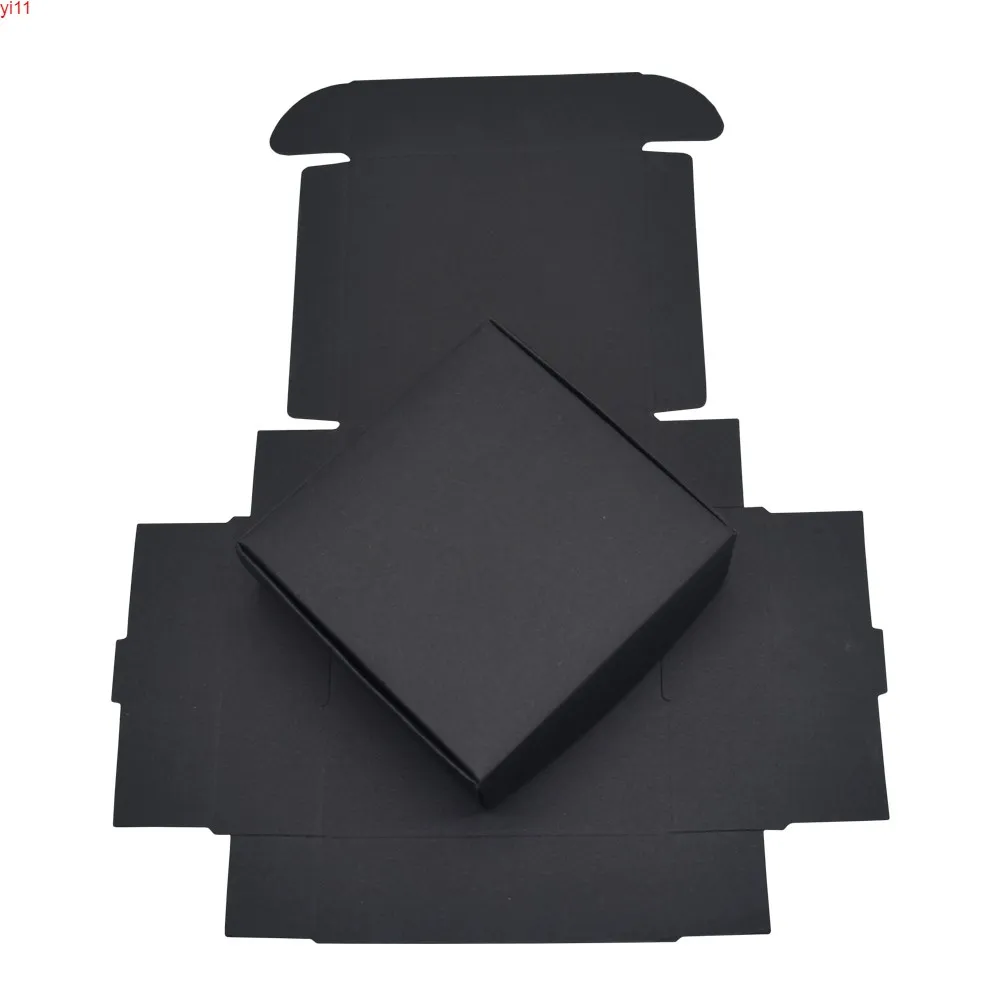 7 * 7 * 2.2 cm boîtes de papier noir pour emballage de cadeau de fête de mariage bricolage paquet de bonbons de savon à la main décoration de boîte Kraft 50pcs / lothaute qualité